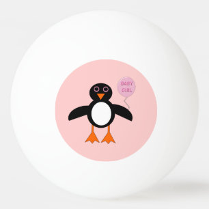 Cute Pink Baby Girl Penguin Ping Pong Ball