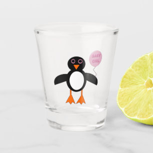 Cute Pink Baby Girl Penguin Shot Glass