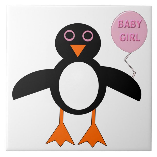 Cute Pink Baby Girl Penguin Tile (Front)