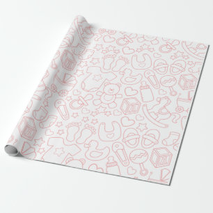 Cute Pink Baby Item Pattern Wrapping Paper