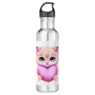 Cute Pink Baby Kitten 710 Ml Water Bottle