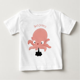 Cute pink baby octopus cartoon humour baby T-Shirt
