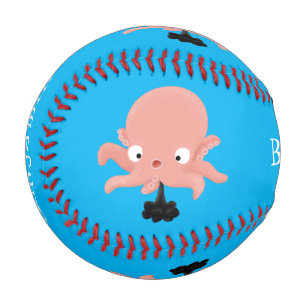 Cute pink baby octopus cartoon humour baseball