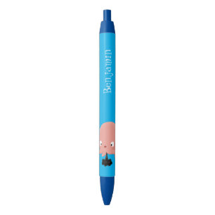 Cute pink baby octopus cartoon humour black ink pen