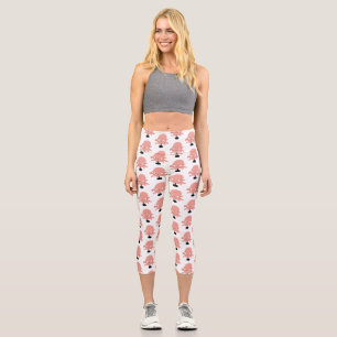 Cute pink baby octopus cartoon humour capri leggings