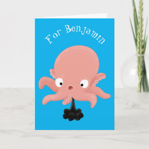 Cute pink baby octopus cartoon humour card