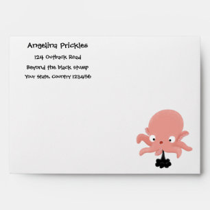 Cute pink baby octopus cartoon humour envelope