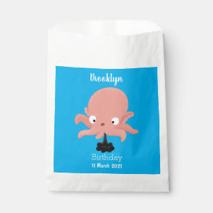 Cute pink baby octopus cartoon humour favour bags