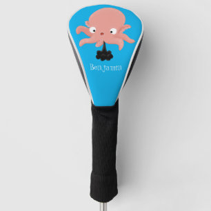 Cute pink baby octopus cartoon humour golf head cover