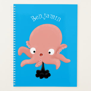 Cute pink baby octopus cartoon humour planner