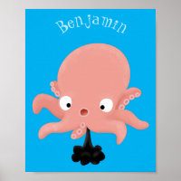 Cute pink baby octopus cartoon humour