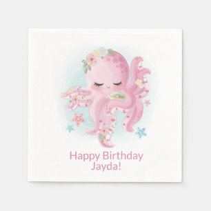 Cute Pink Baby Octopus Napkin