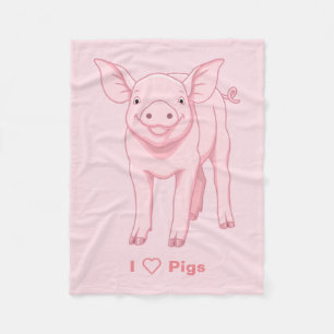 Cute Pink Baby Piglet Fleece Blanket