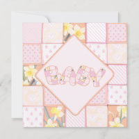 Cute Pink Baby Quilt Baby Girl Shower invitation