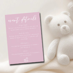 Cute Pink Baby Shower Event Details Enclosure Card