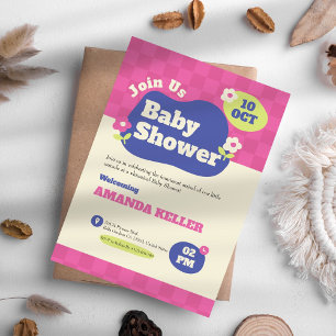 Cute Pink Baby Shower Invitation