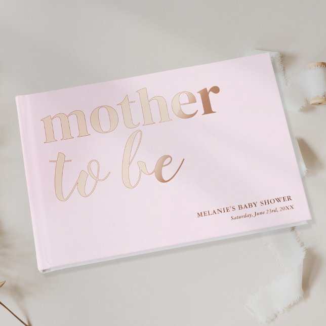 Cute Pink Baby Shower Rose Gold Foil Guest Book (Creator Uploaded)