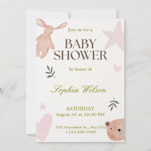 Cute Pink Baby Shower Watercolor Floral Pastel