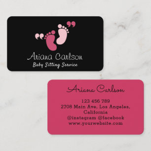 Cute Pink Baby Sitter Daycare Nursery Business Card