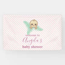 Cute Pink Baby Sloth It's a Girl Baby Shower