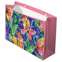 Cute pink background with butterfly watercolor