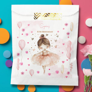 Cute pink ballerina and balloons birthday favour bags