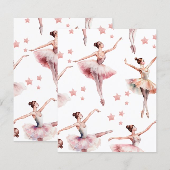 Cute Pink Ballerina Dance Scrapbook Paper  (Front/Back)