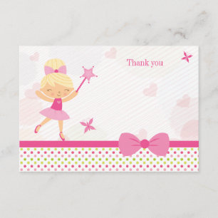 Cute pink ballerina girl's birthday thank you card
