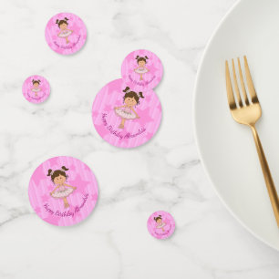 Cute Pink Ballerina Stars and Stripes Birthday Confetti