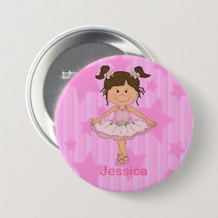 Cute Pink Ballet Girl On Stars and Stripes 7.5 Cm Round Badge