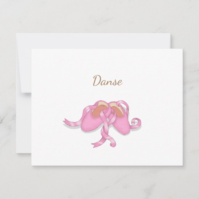 Cute Pink Ballet Slippers Custom Dancer Note Card (Front)