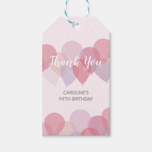 Cute Pink Balloons Girly Thank You Gift Tags