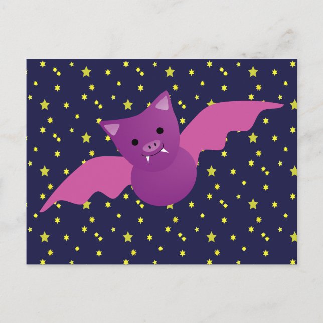 Cute Pink Bat Postcard (Front)