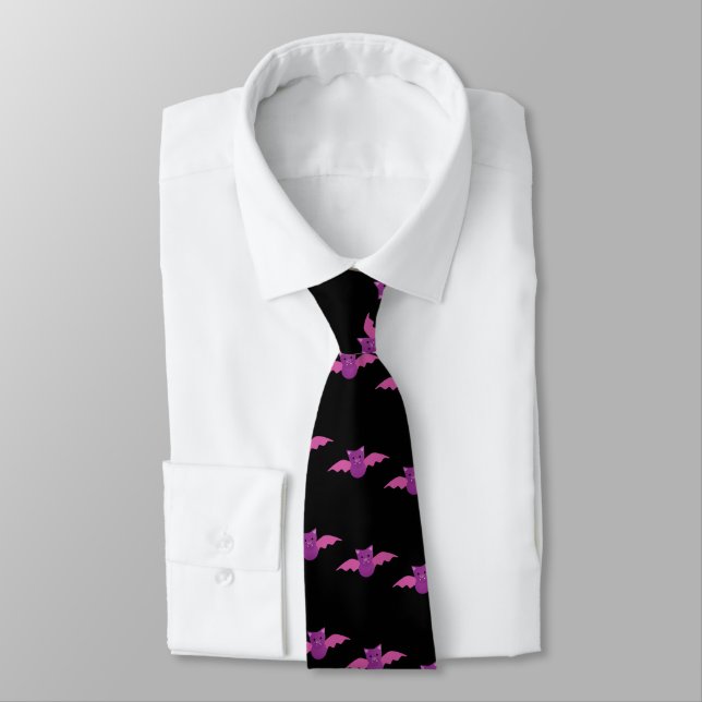 Cute Pink Bat Tie (Tied)