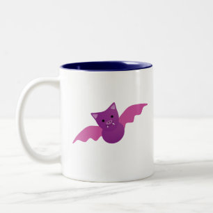 Cute Pink Bat Two-Tone Coffee Mug
