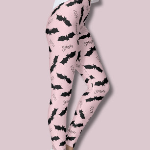 Cute Pink Bats Halloween Party Leggings