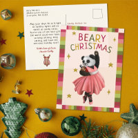 Cute Pink Beary Christmas Ballet Dancing Panda