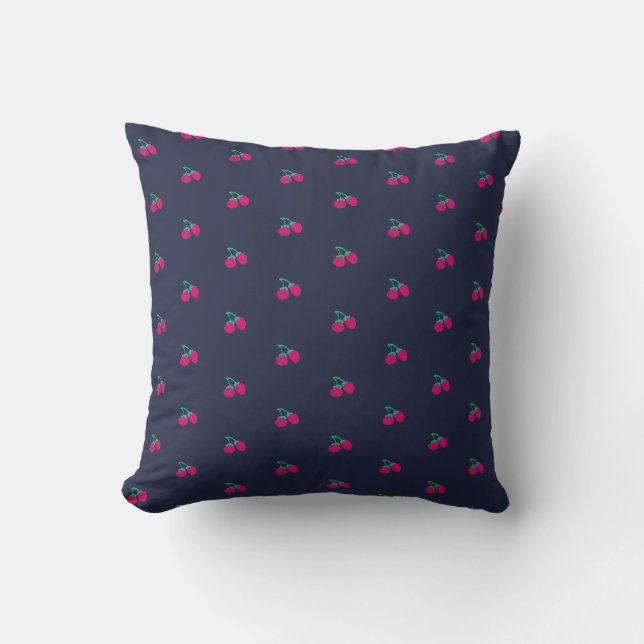 Cute Pink Berries Throw Pillow Cushion (Front)