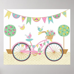 Cute Pink Bicycle Poster