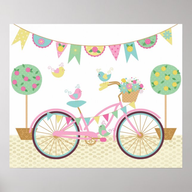 Cute Pink Bicycle Poster (Front)
