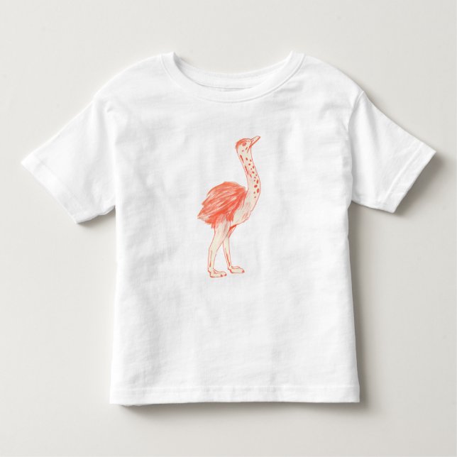Cute Pink Bird Artistic Baby Ostrich Toddler T-Shirt (Front)