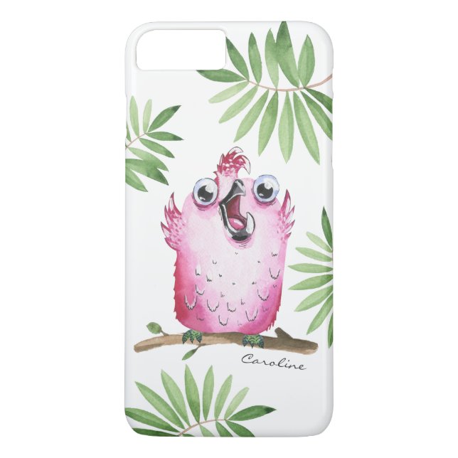 Cute Pink Bird with Your Name Case-Mate iPhone Case (Back)