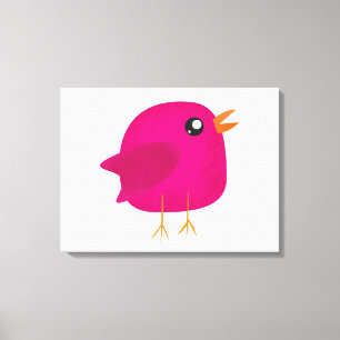 Cute Pink Birdy Illustration Canvas Print