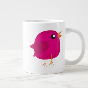 Cute Pink Birdy Illustration Large Coffee Mug