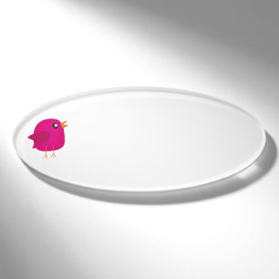 Cute Pink Birdy Illustration Name Tag