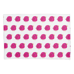 Cute Pink Birdy Illustration Pillowcase