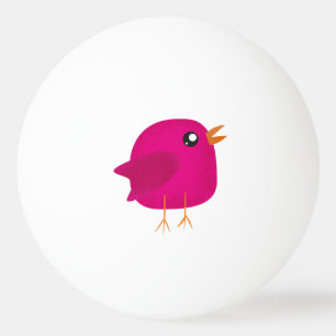 Cute Pink Birdy Illustration Ping Pong Ball