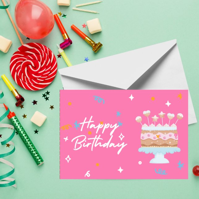 Cute Pink Birthday Cake Card – Sweet Birthday (Creator Uploaded)