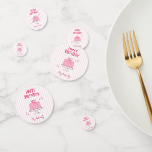 Cute Pink Birthday Cake "Happy Birthday My Beauty" Confetti