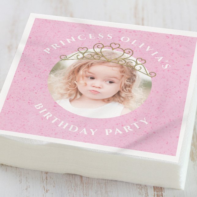 Cute Pink Birthday Girl Photo Princess Napkin (Creator Uploaded)